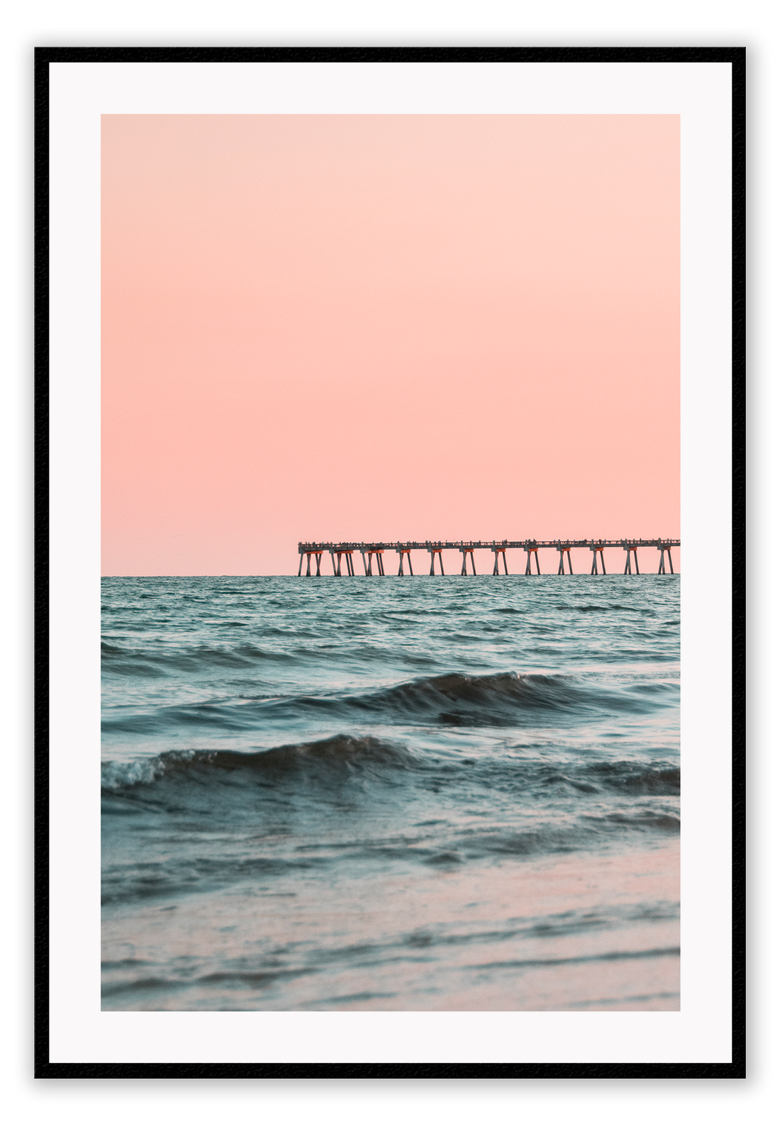 Bridge photography pink background blue ripple wave water ocean sunset pastel