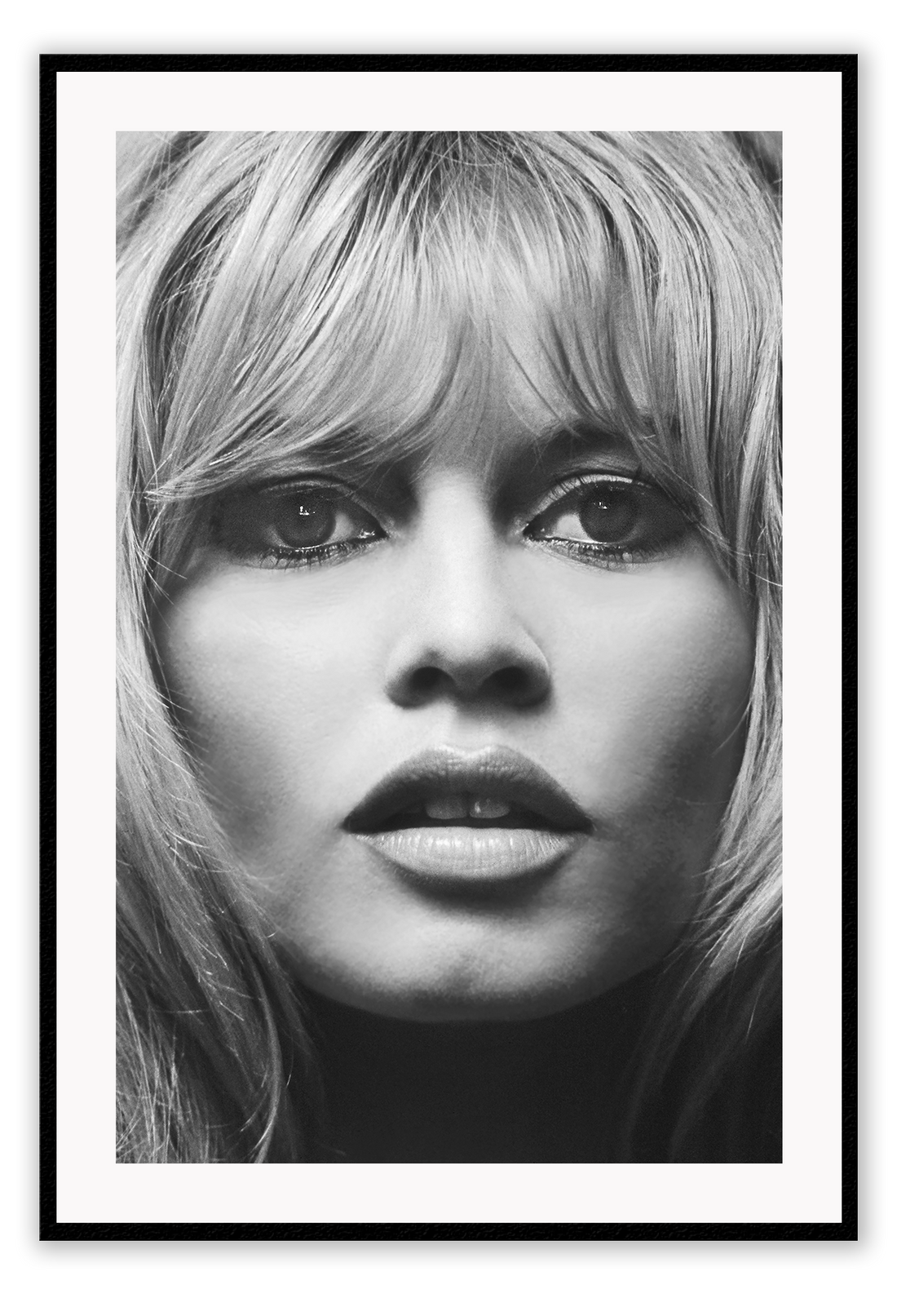 A black and white fashion wall art with iconic fashion model Brigitte Bardot. 