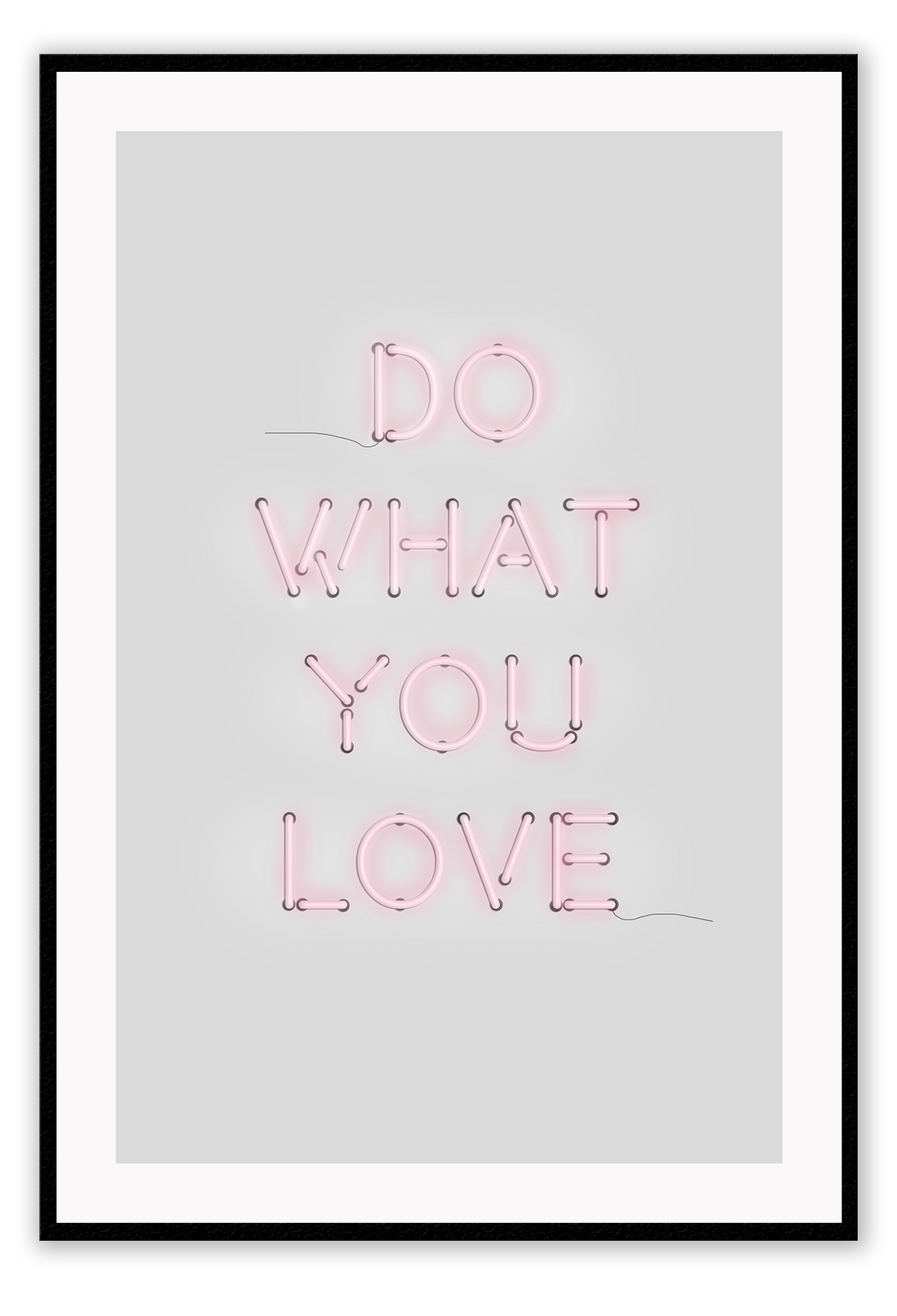 A neon pink typography wall art with Do what you love wrinting / lighting installation art