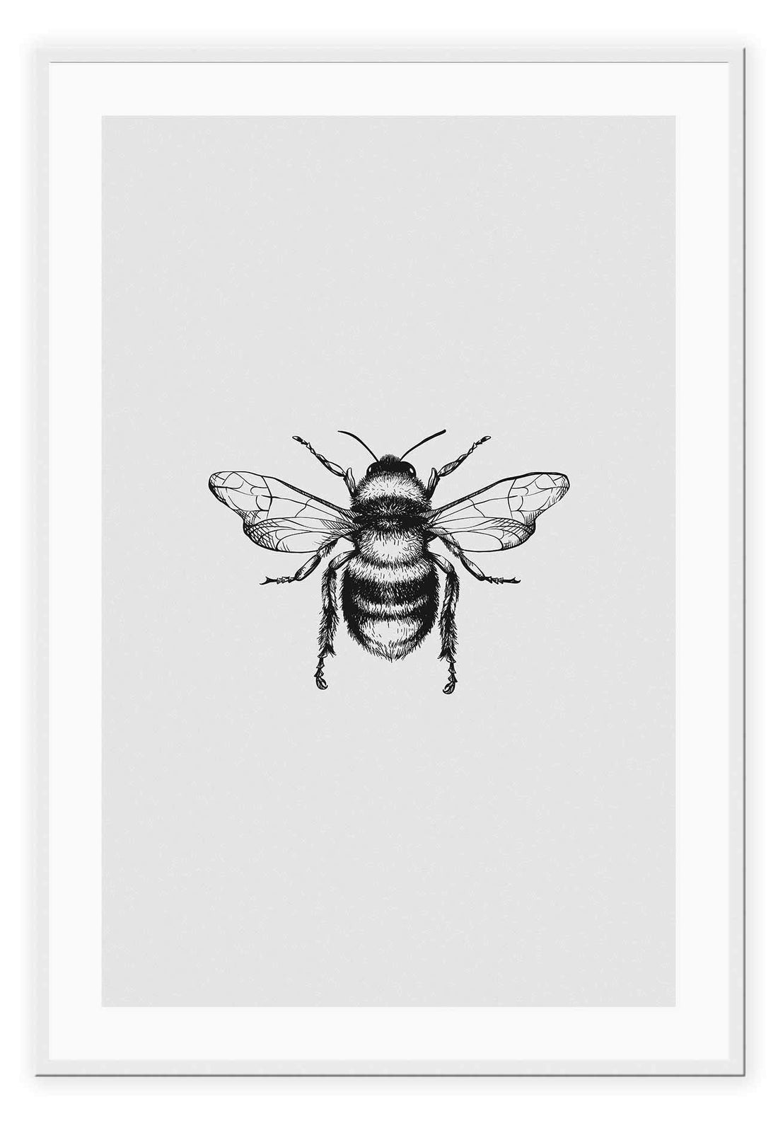 bee art framed print black Gold brass minimal natural modern style black background