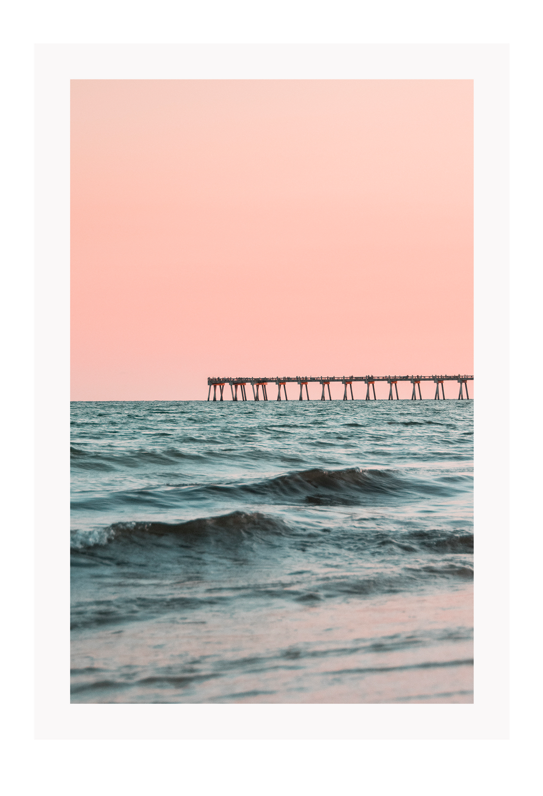 Bridge photography pink background blue ripple wave water ocean sunset pastel