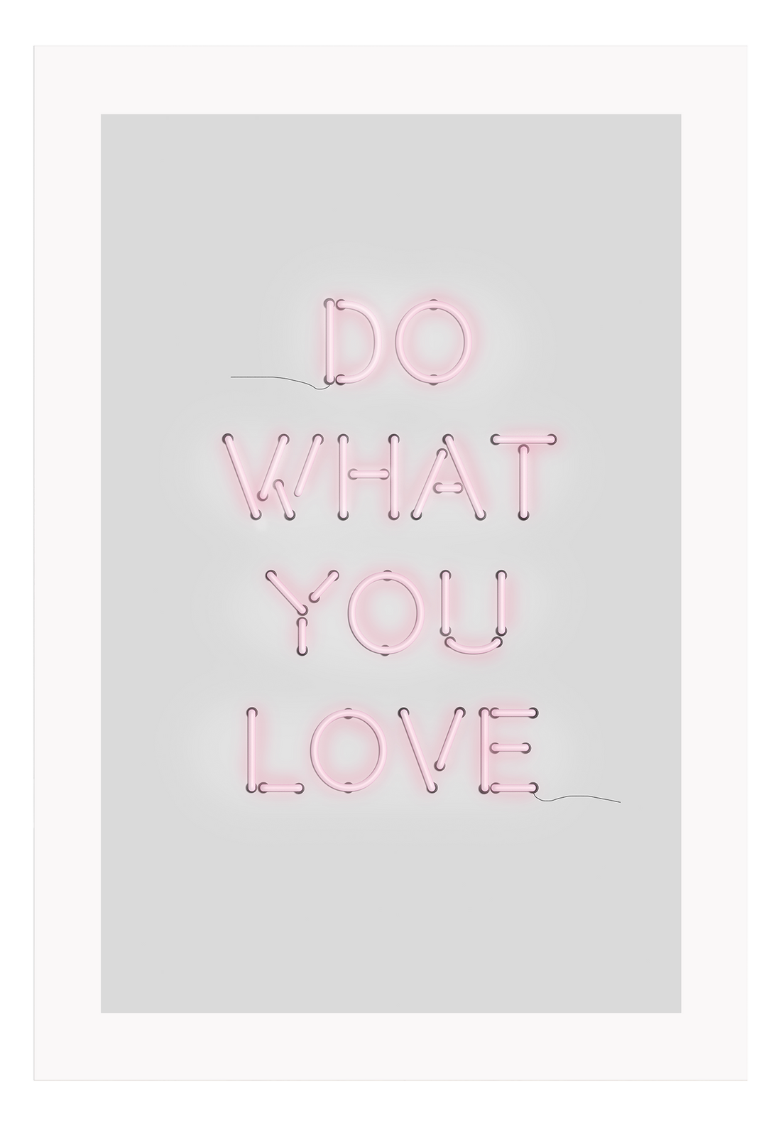 A neon pink typography wall art with Do what you love wrinting / lighting installation art