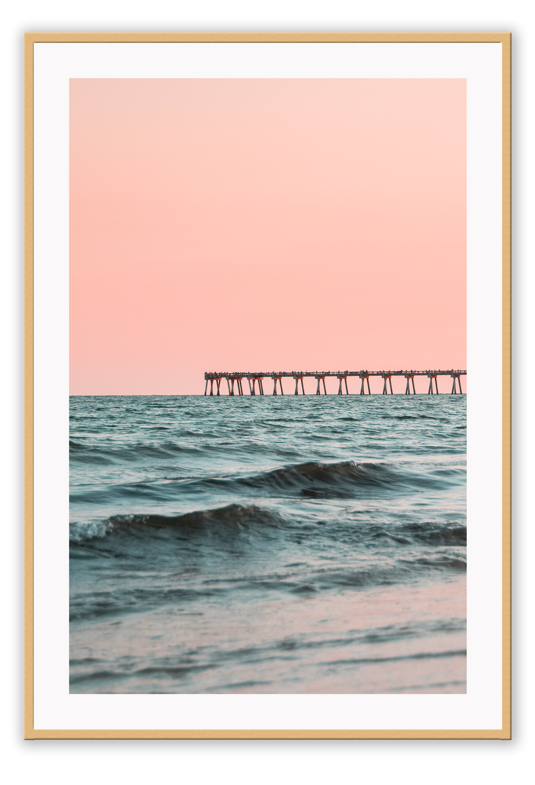 Bridge photography pink background blue ripple wave water ocean sunset pastel