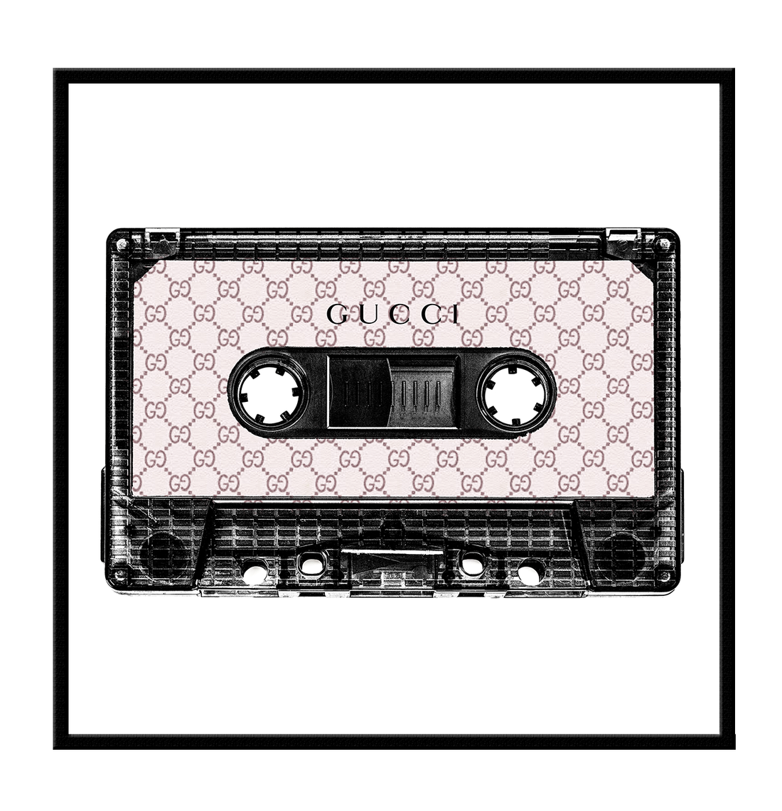 gucci cassette framed art print wall black white pink 