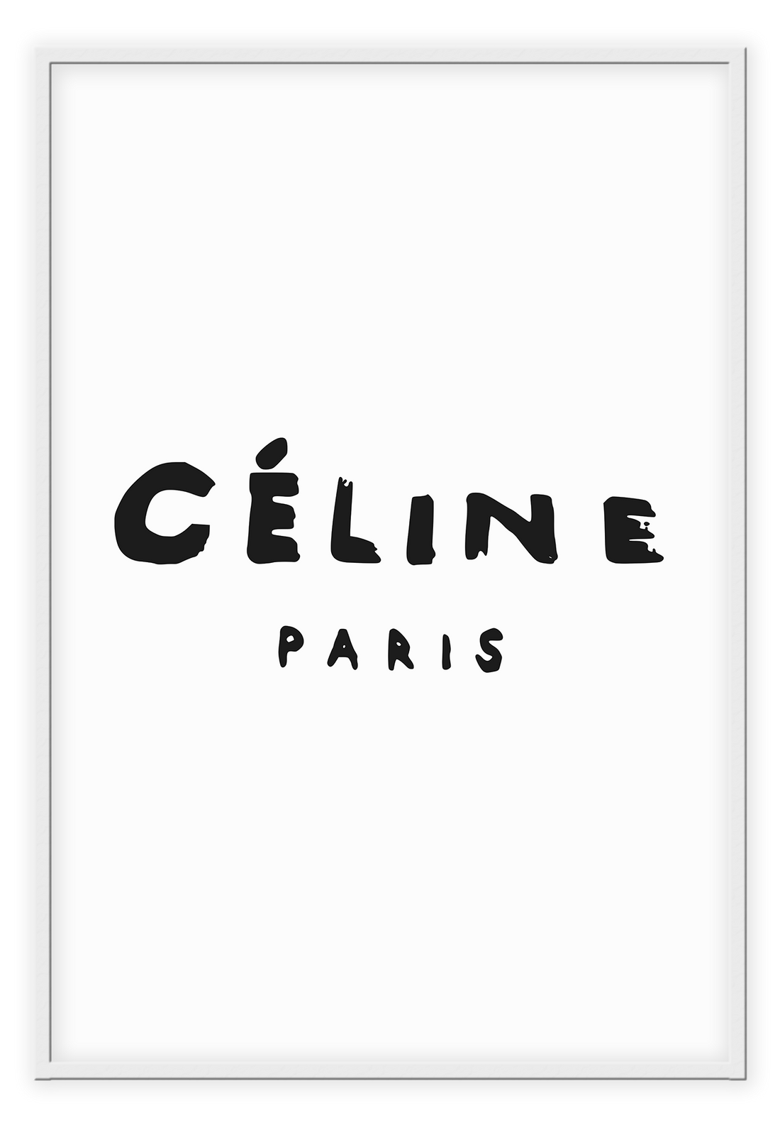 celine paris print typography fashion black text and white background. 