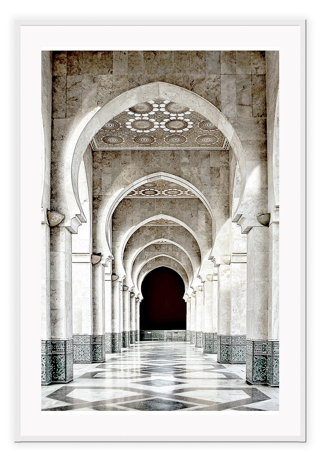 Urban print morocco india architecture archways hallway neutral tones 