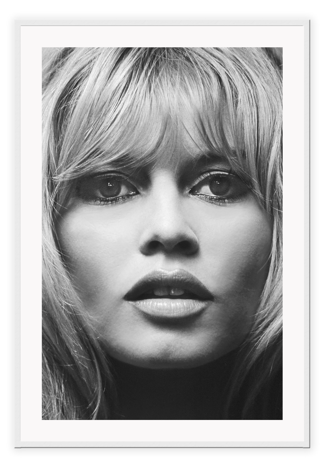 A black and white fashion wall art with iconic fashion model Brigitte Bardot. 