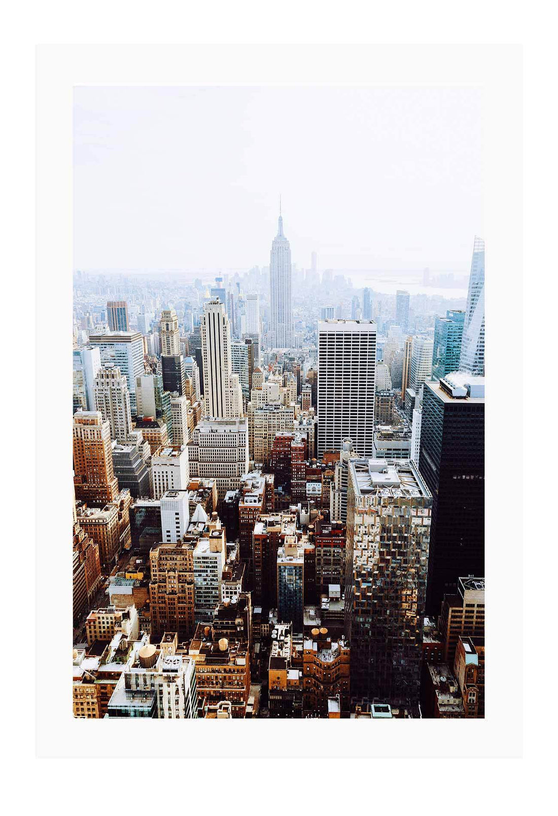 An urban wall art of NYC skyscrapers,  autumn in Manhattan, New York City.