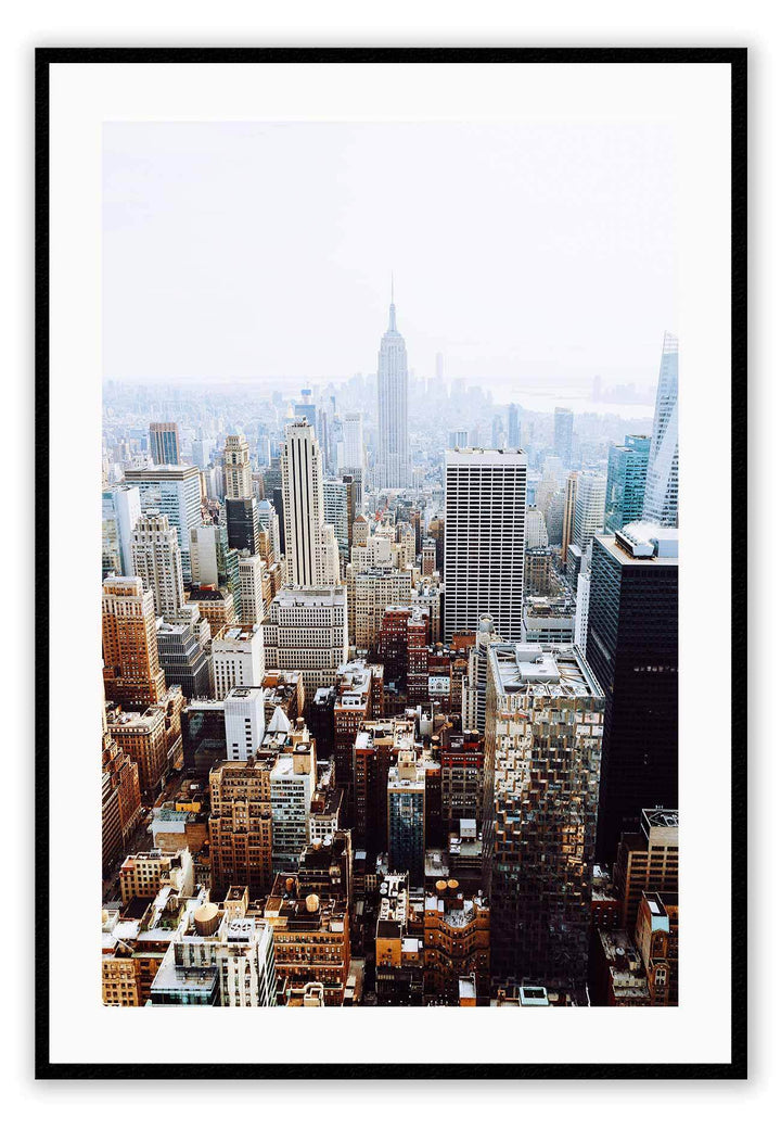 An urban wall art of NYC skyscrapers,  autumn in Manhattan, New York City.