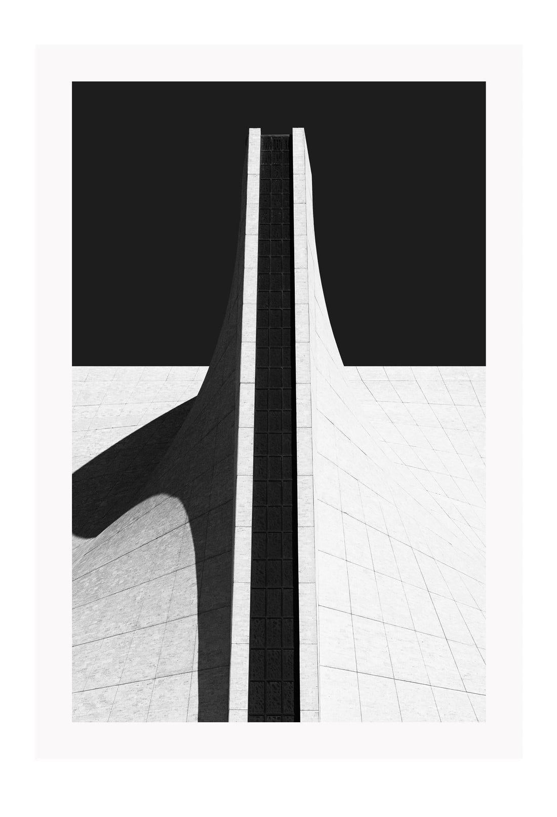 Minimal architechture print black and white texture shadow black background