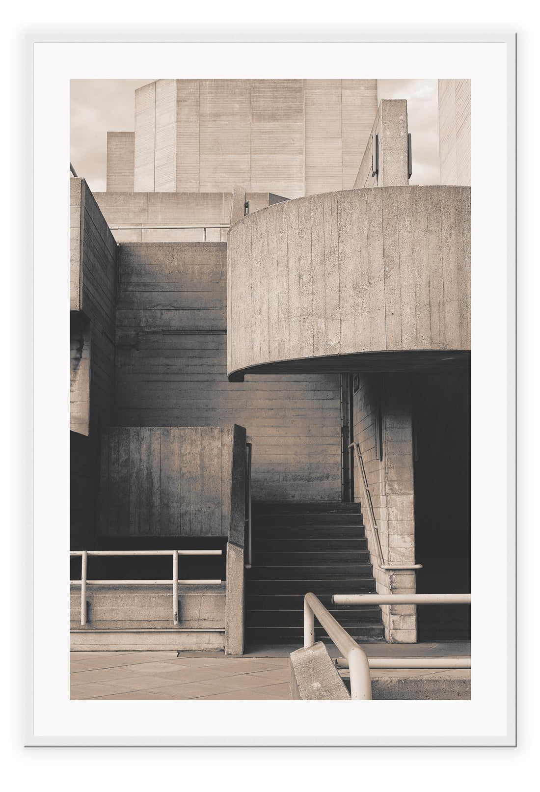 Photography print in black and white concrete neutral architechure with geometric detail